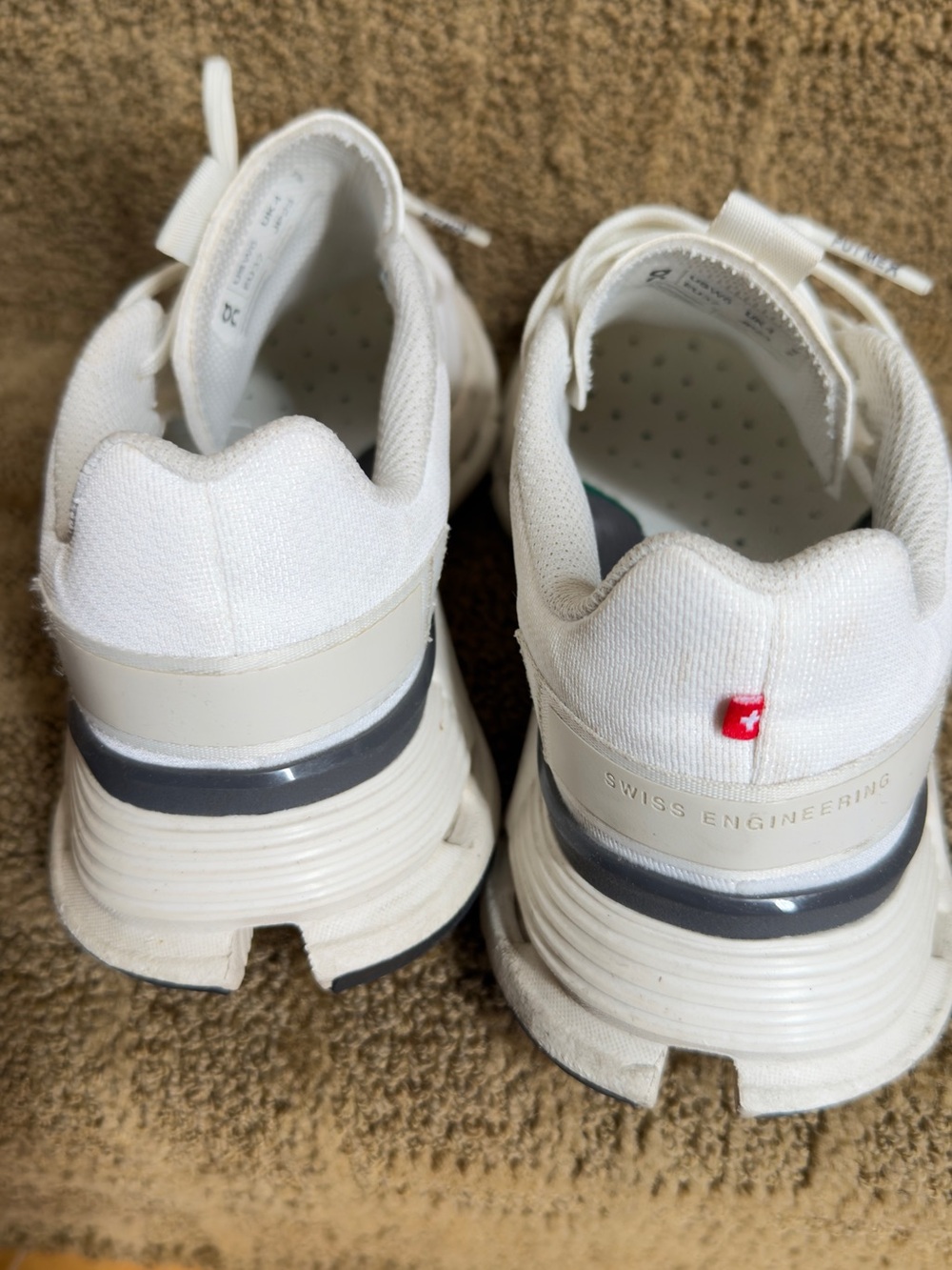 On Running Women's White Sneakers with Black Toe Caps - Picture 3 of 5